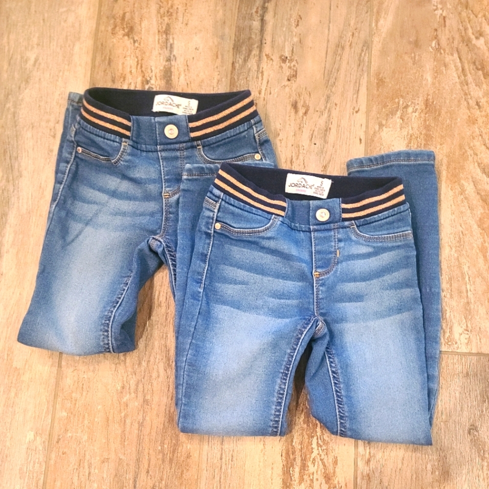 Qty 2 Girls Jordache Elastic Waist Jeans Sz 5